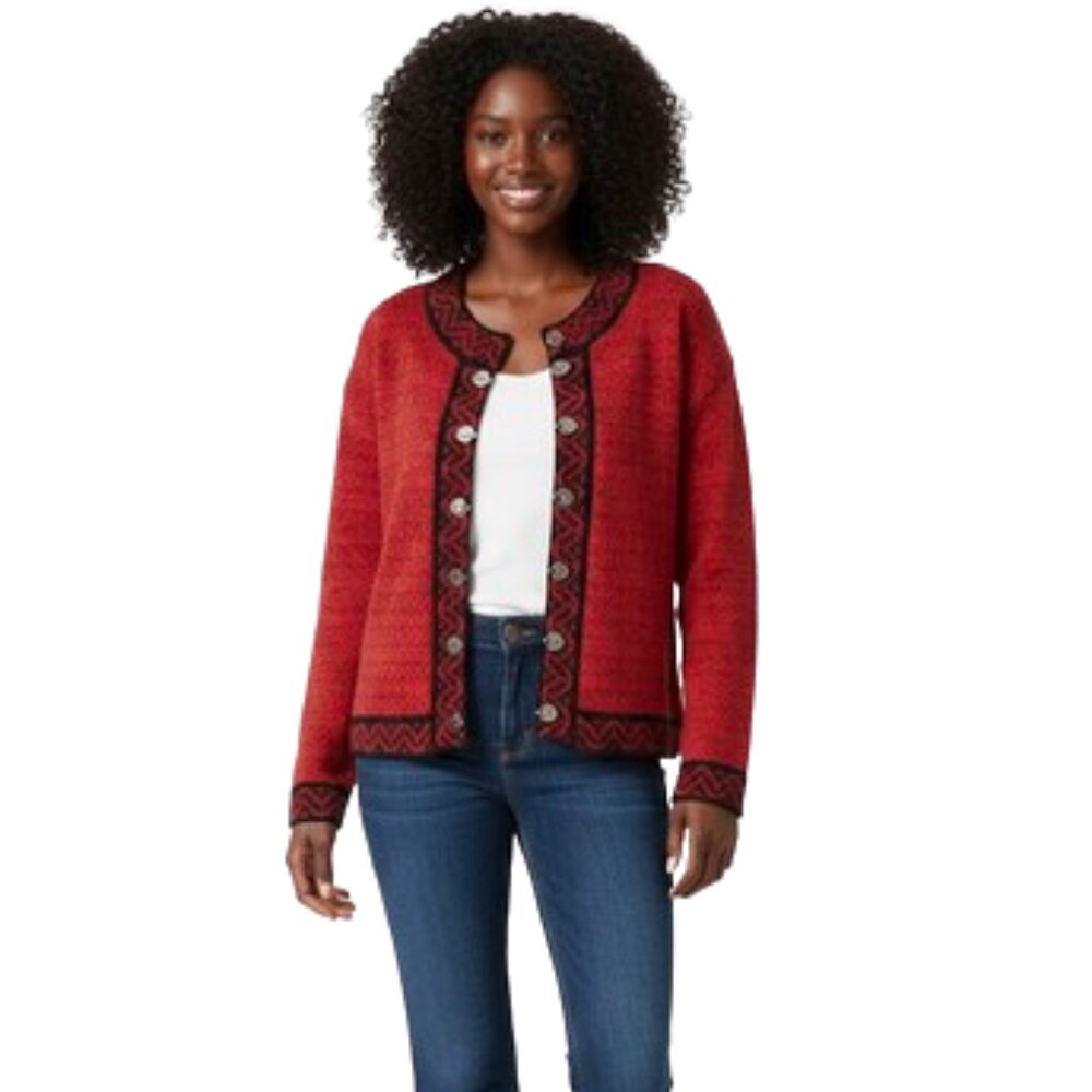Windfjord Vintage Wool Cardigan Nordic Fair Isle Lined Clasp Closure, sz Medium
